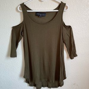 Project 28 waffle olive green top